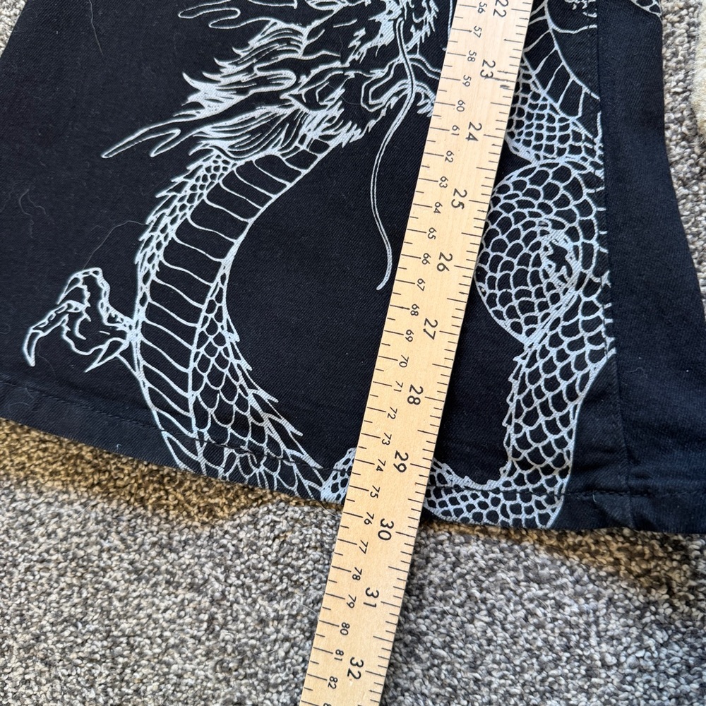 Romwe Grunge Punk Chinese Dragon Print Flare Leg Jeans XS - Picture 4 of 6